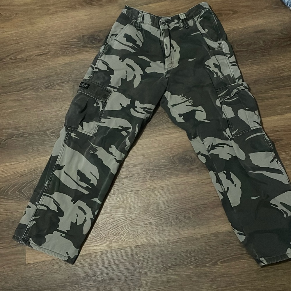 Mens wrangler baggy camo hunting pants fleeced lined